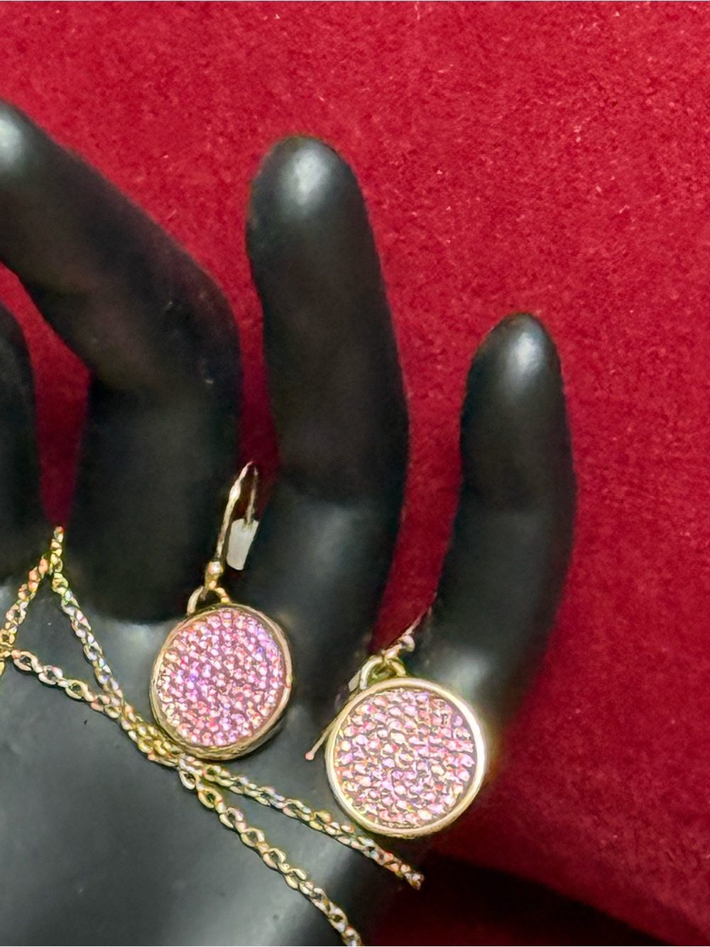 Coach Pink Druzy-Inspired Necklace, Earring and Ring Set - Gold-Tone. NWOT - Picture 4 of 15